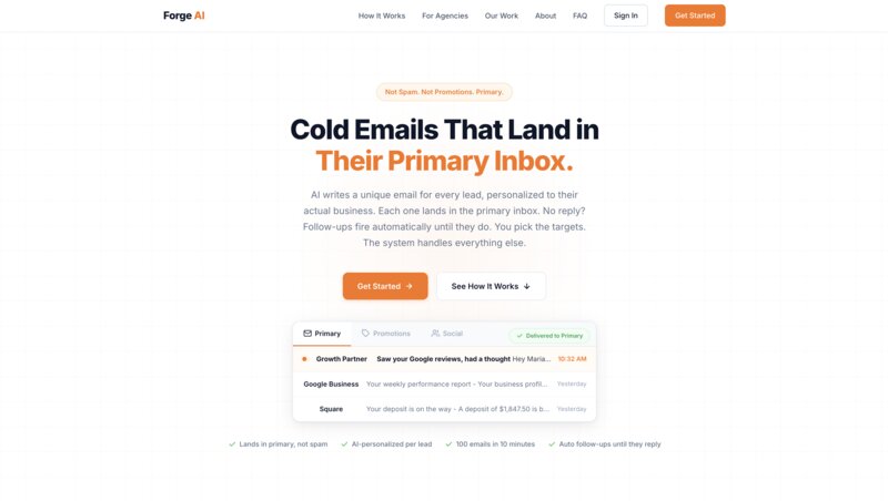 Forge AI, AI-powered cold email outreach